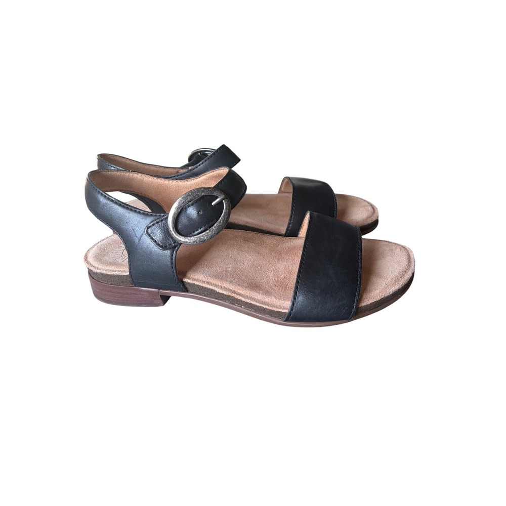 Brioso Rancho Black Leather Ankle Strap Buckle Sandals Womens 9.5 M Brazil - Picture 5 of 8